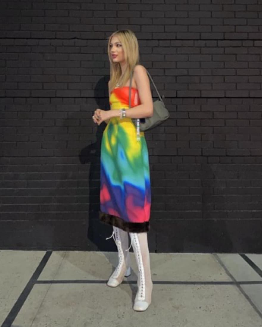 CULT FORM MIDI RAINBOW DRESS WITH FUR - Image 2