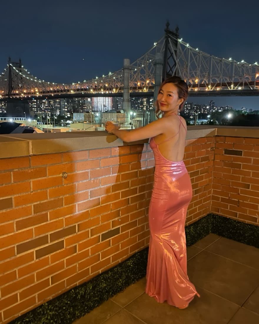 Metallic Stretch Pink Mermaid Gown - Image 6