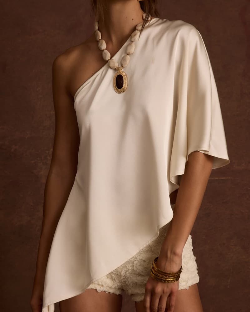 Anya Ivory One Shoulder Top - Image 1