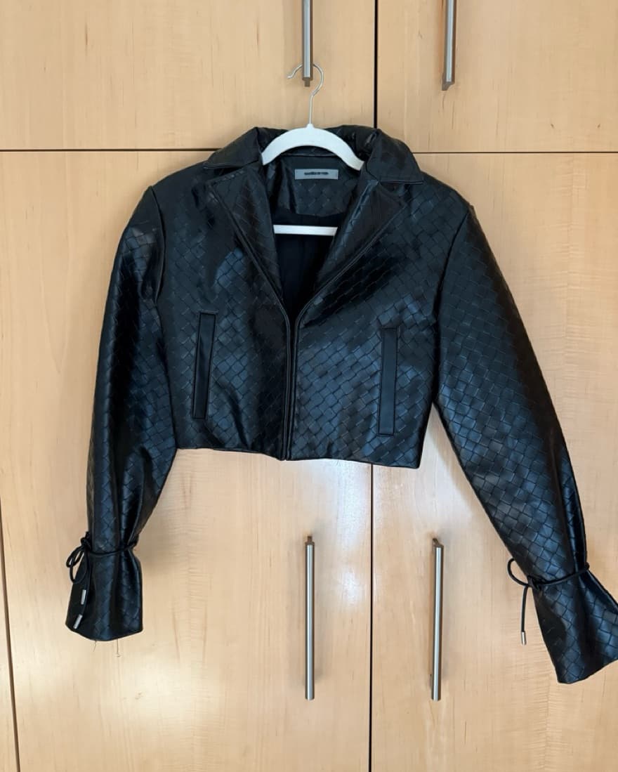 Woven Bottega Veneta Dupe Crop Jacket - Image 1