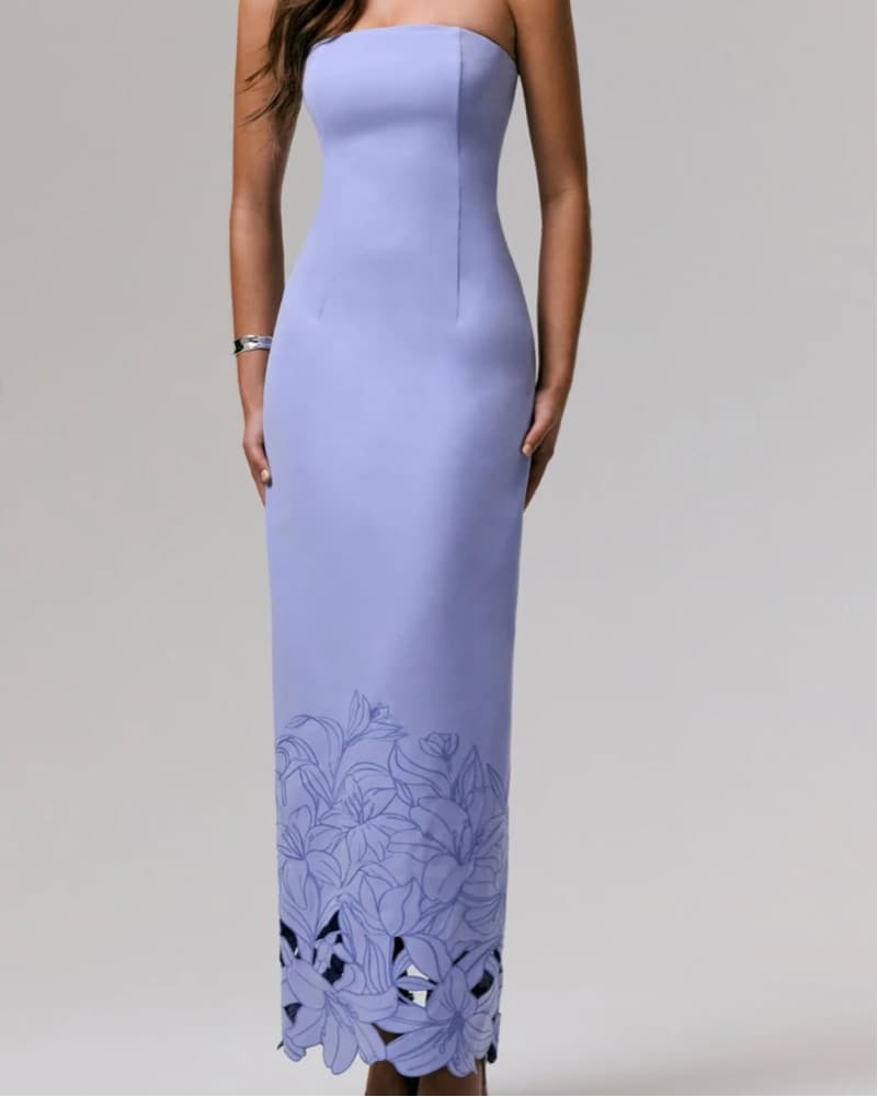 ClubLLondon Strapless Purple Maxi Dress - Image 1