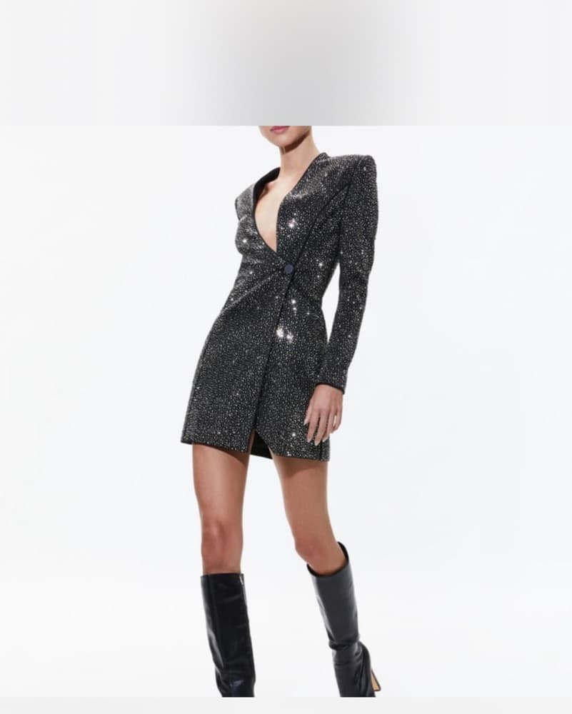 Stunning Sequin Mini Dress with Dramatic Sleeves - Image 2