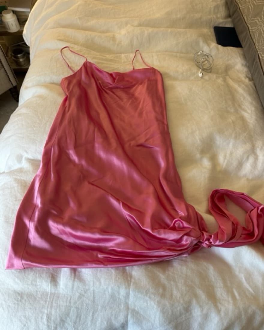 Vibrant Pink Satin Mini Dress - Image 2