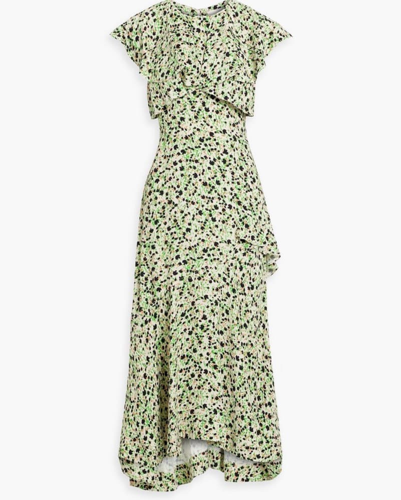 Ruffled Floral-print Crepe Midi Dress - Image 1