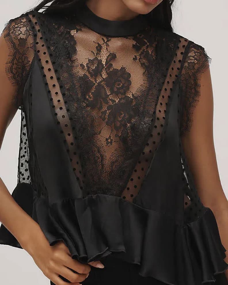 Anthropology Sheer Lace Peplum Top - Image 2