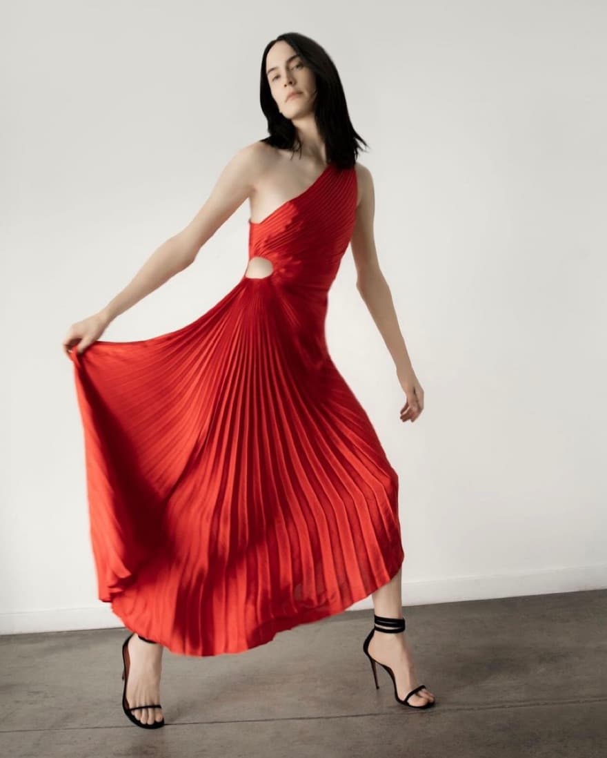 A.L.C. Delfina Satin Pleated Dress - Image 1