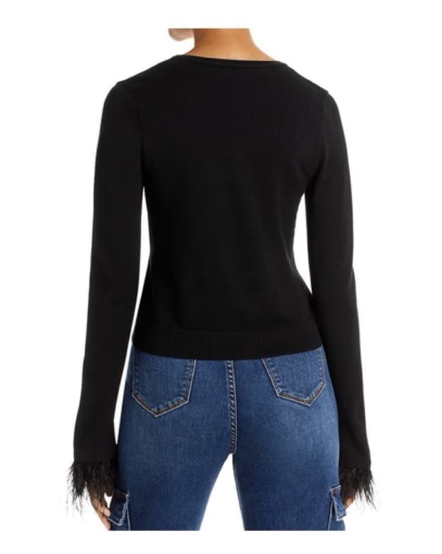 Aqua Twisted Feather Trim Top - Image 3