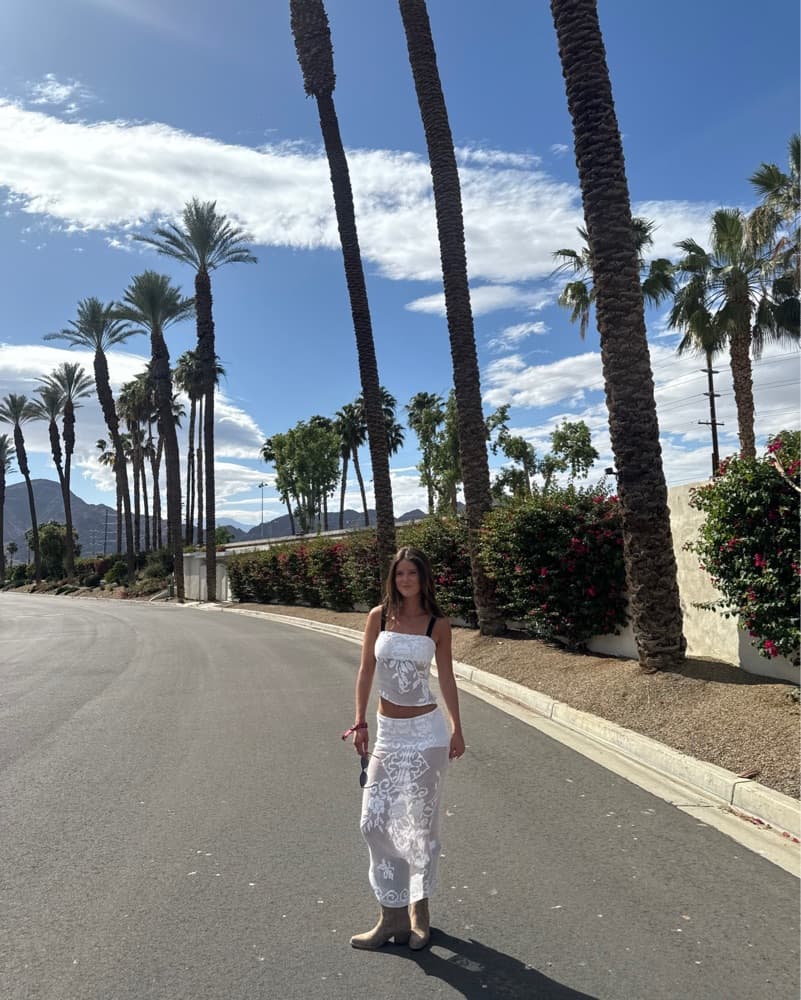 White Embroidered With Jean Saint Top - Image 3
