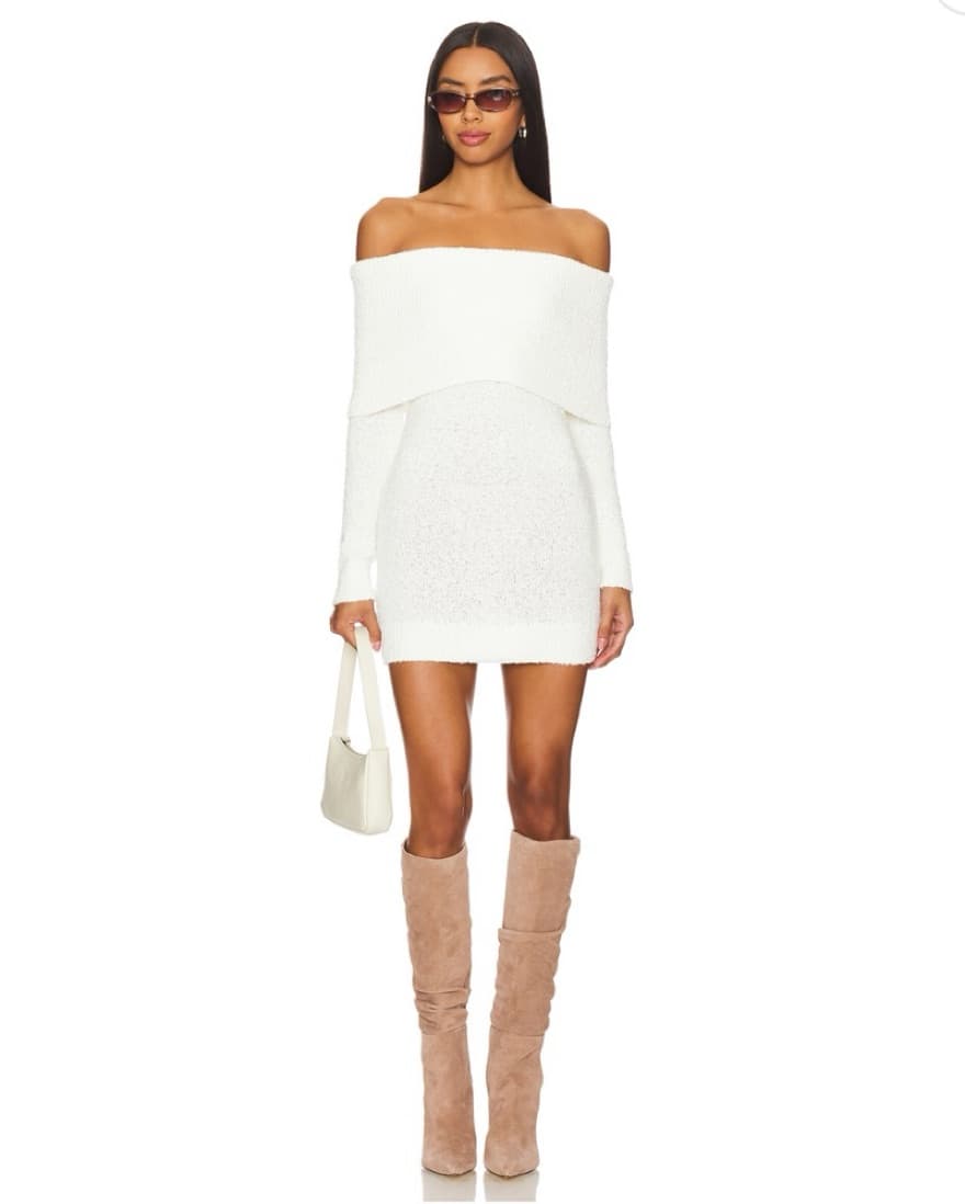 Revolv Off-The-Shoulder White Mini Dress - Image 1