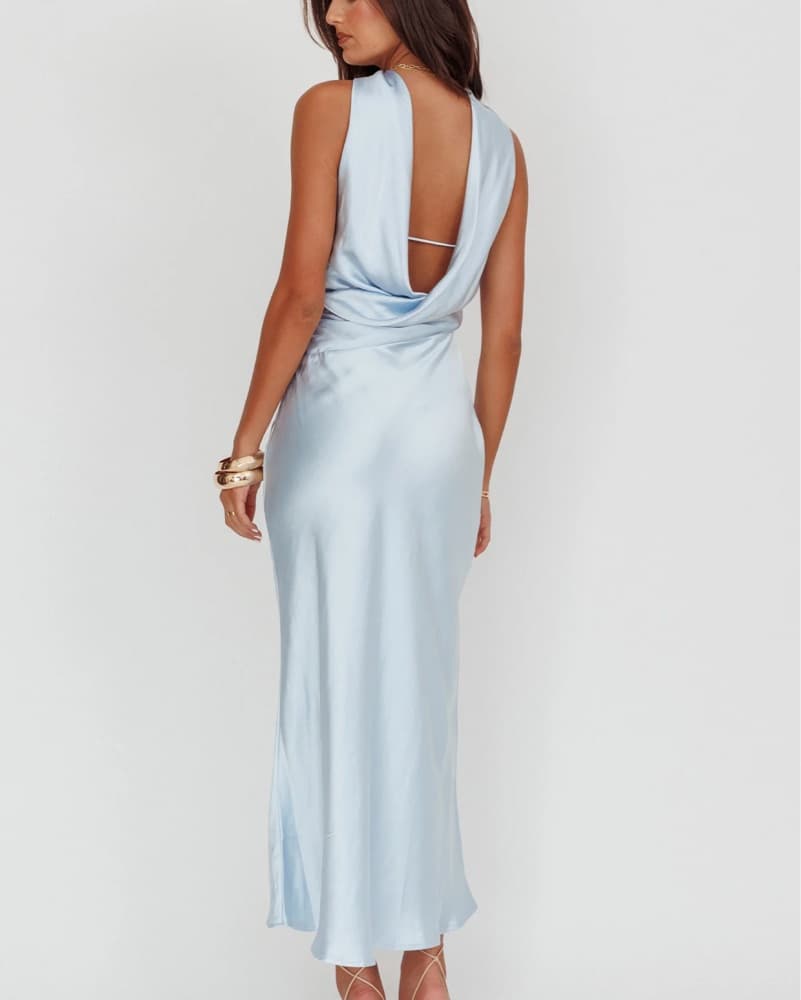 Reverse Halter Maxi Dress Baby Blue - Image 2