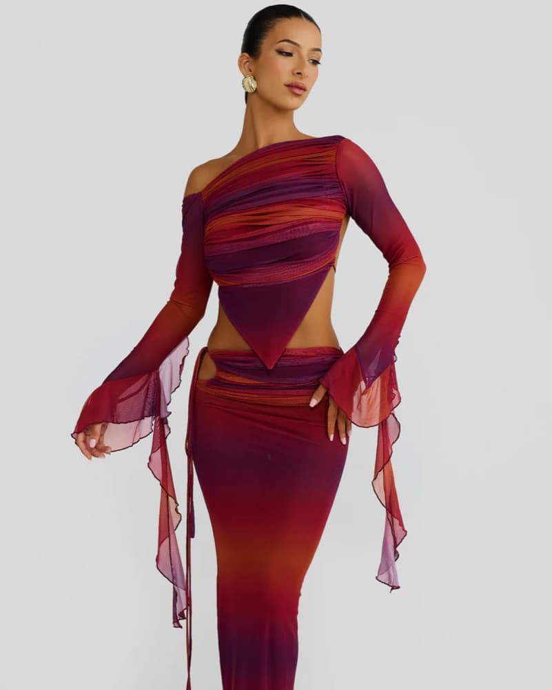 Radiant Ombre Maxi Skirt Set - Image 1