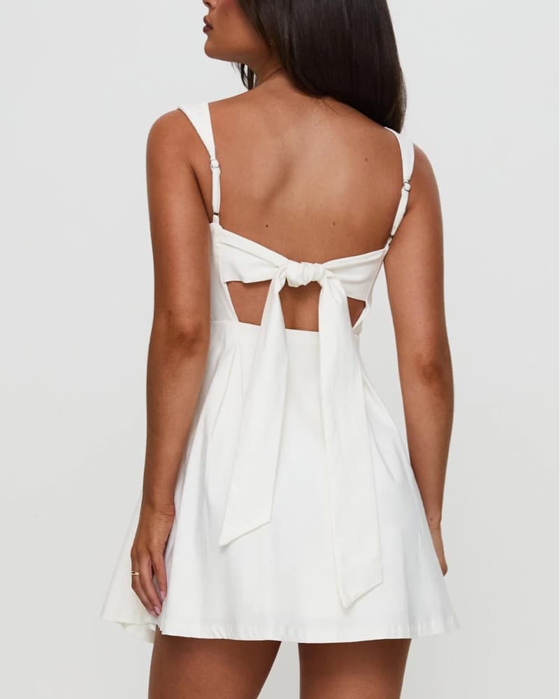 Chic White Wrap Mini Dress - Image 3