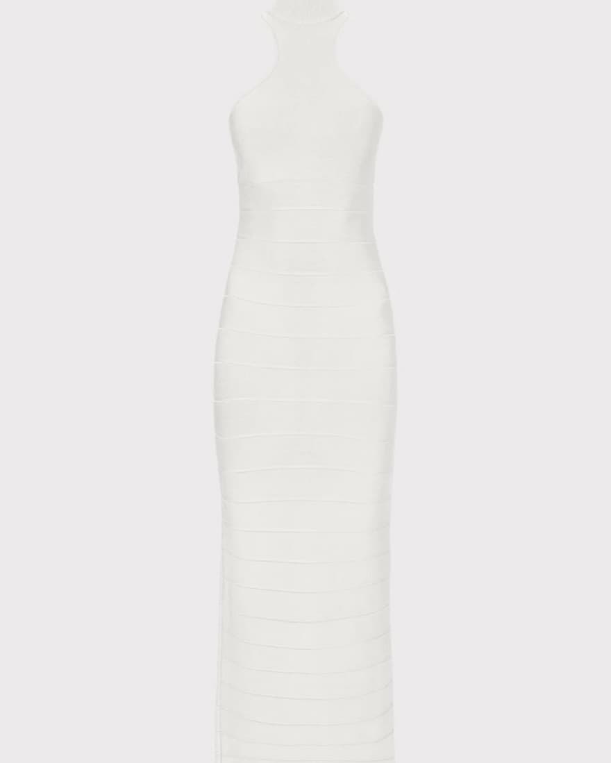 Hervé Leger White Bandage Dress - Image 3