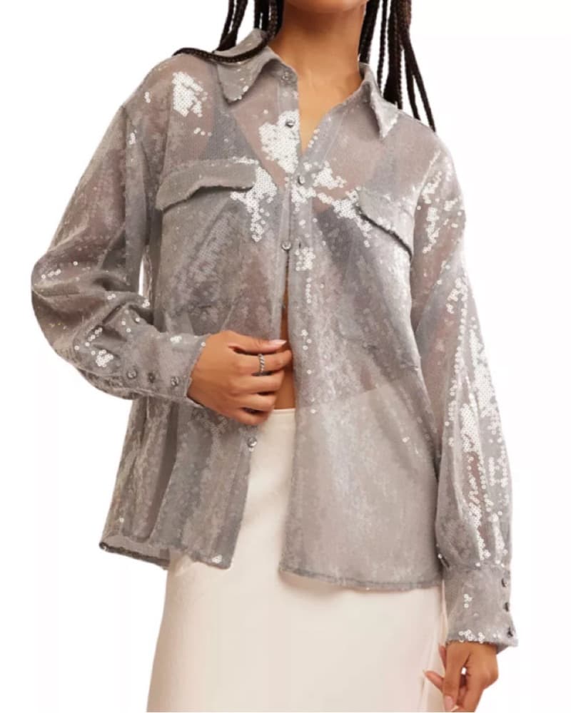 Free People sequin button down  - Image 1