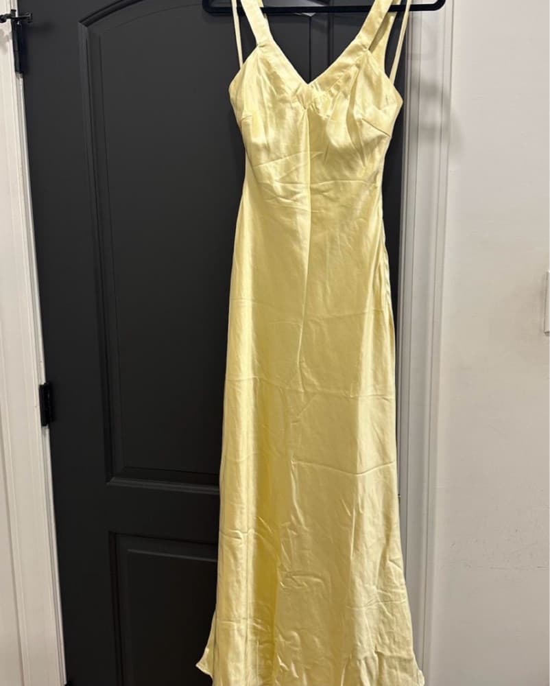 Billy J Yellow Satin Maxi Dress - Image 1