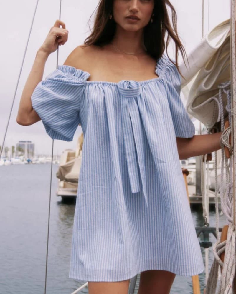 Blue Stripped Baby Doll Dress  - Image 1