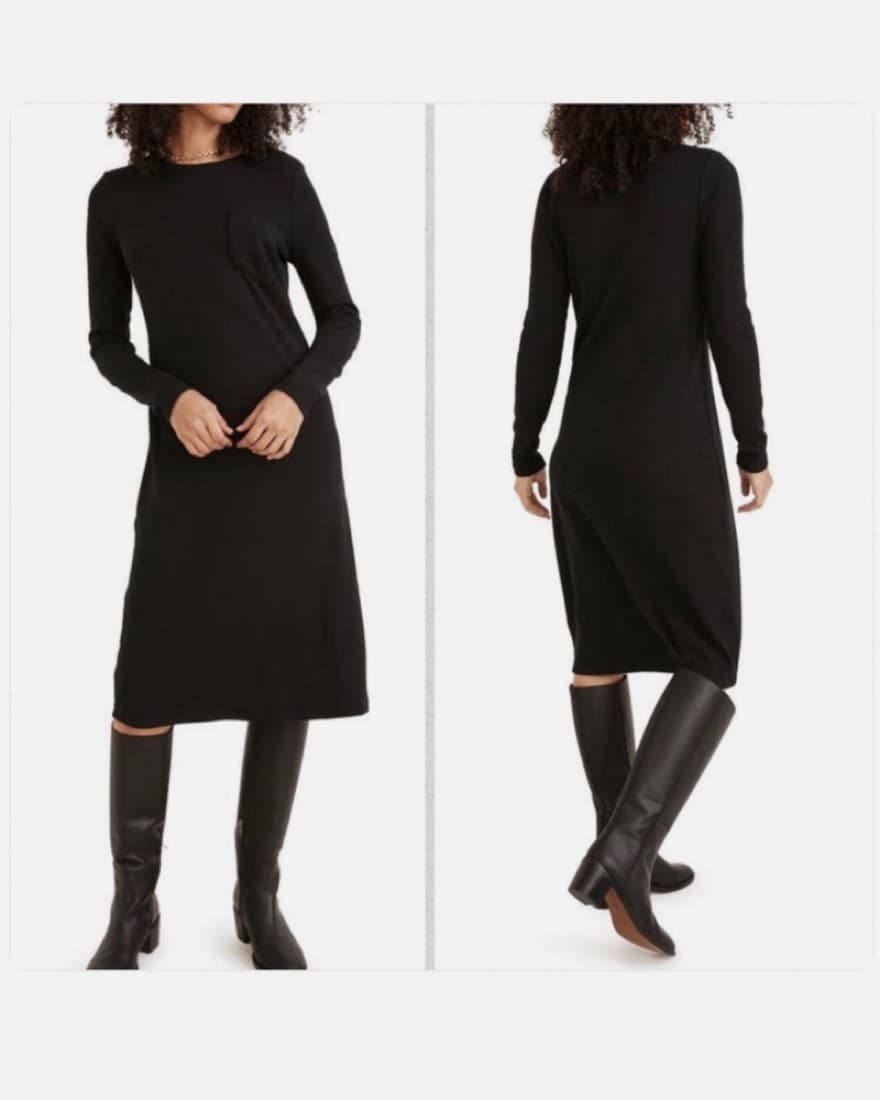 Madewell Black Knit Midi Dress - Image 1