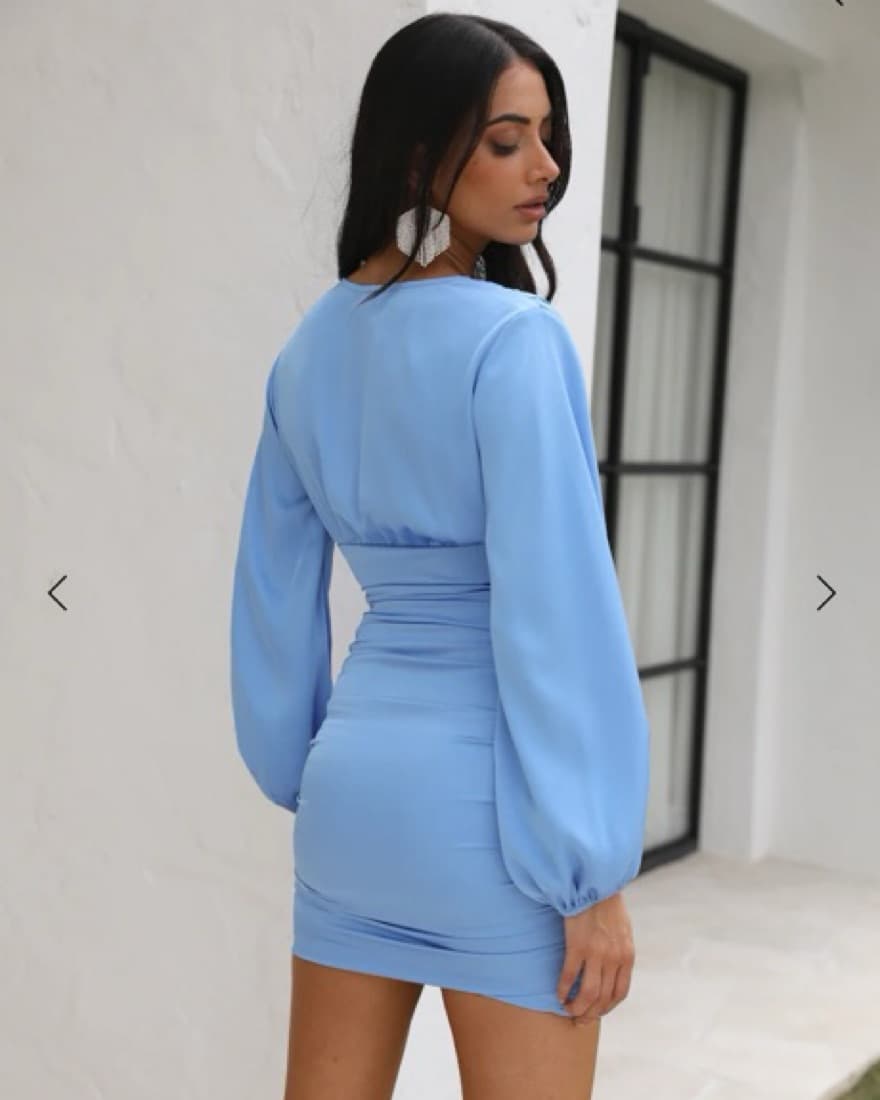 Blue Satin Mini Dress - Image 2