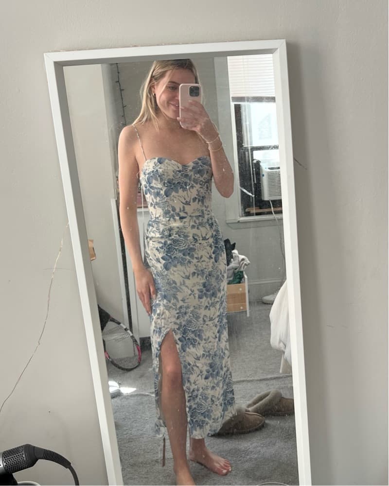 Floral Satin Midi Dress - Image 2