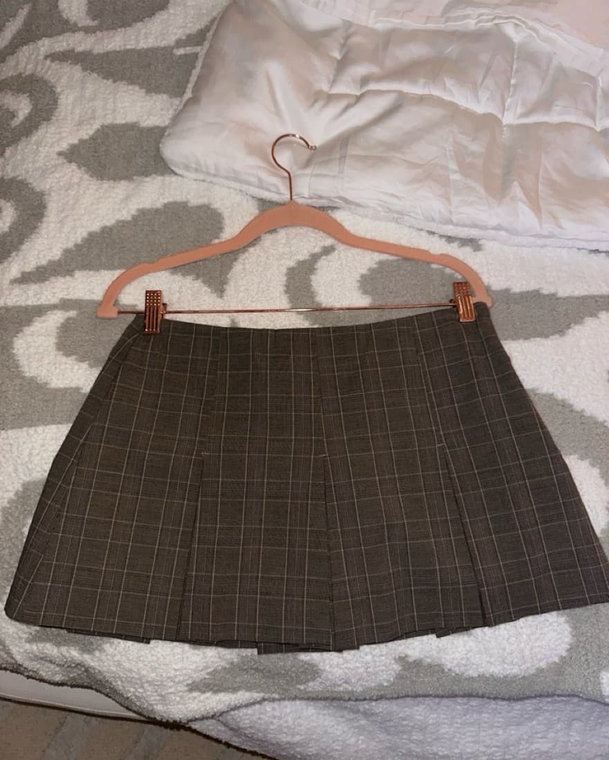 Pleated Plaid Mini Skort - Image 1