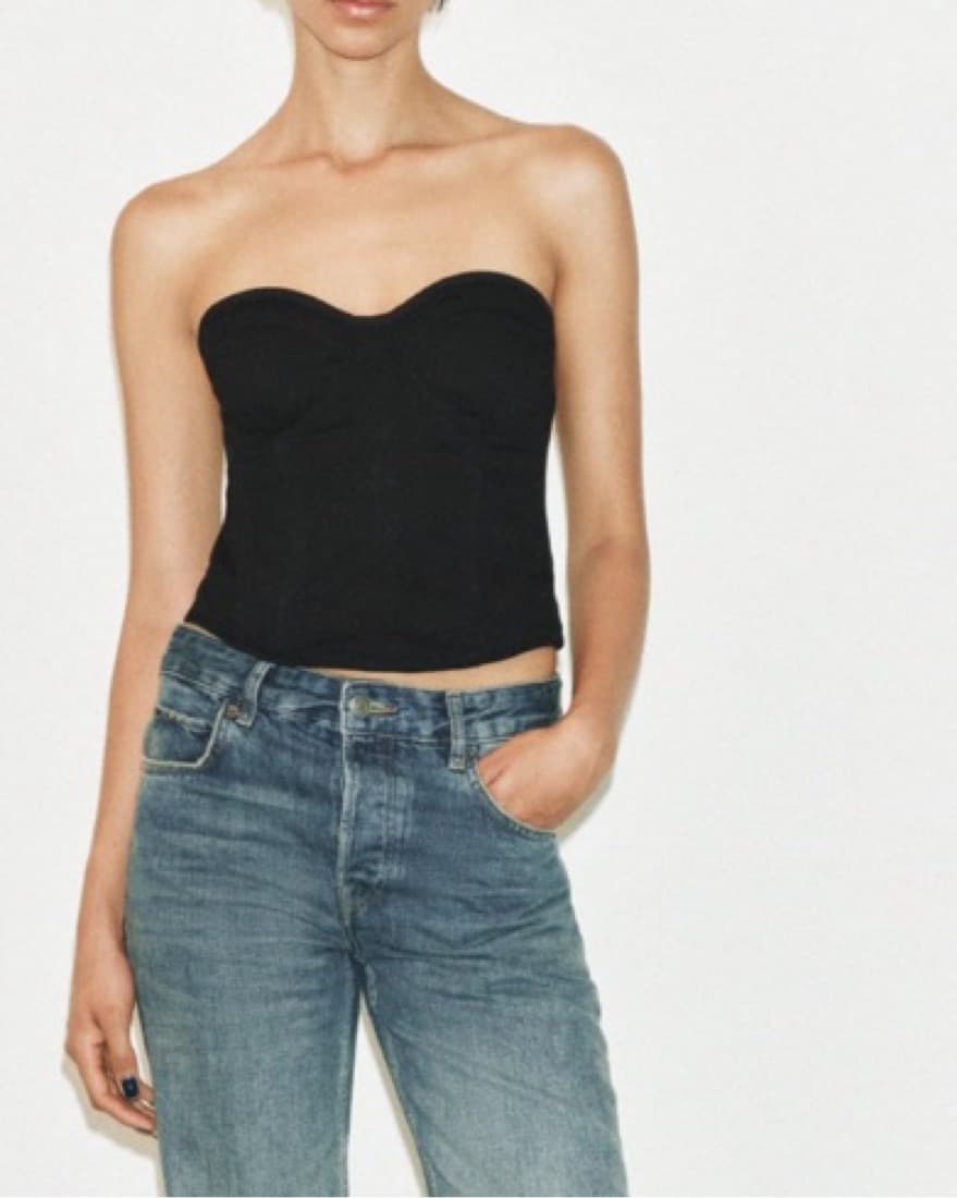 Zara Black Denim Corset - Image 4