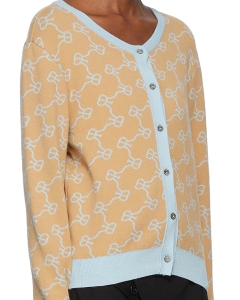 Rokh Knitted Monogram Sweater Blue - Image 1