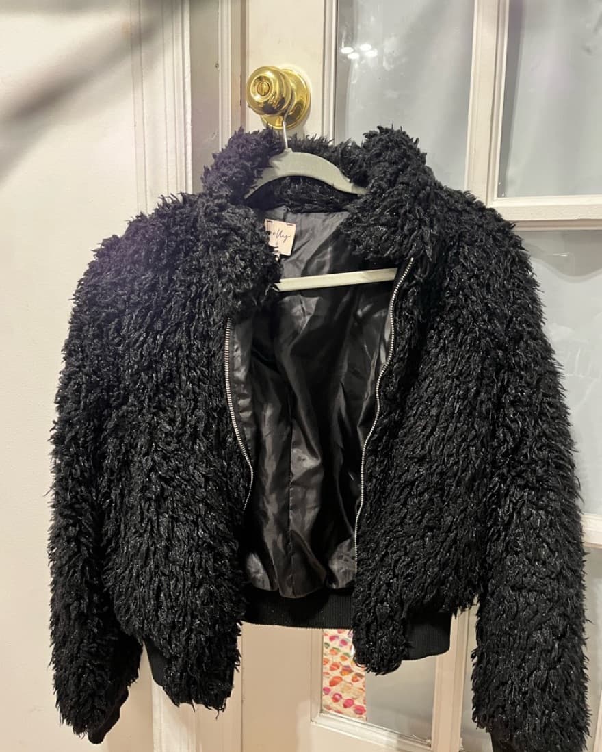Princess Polly Black Fuzzy Jacket - Image 2