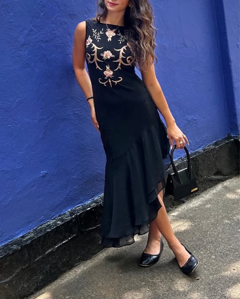 Vintage 100% Silk Maxi dress - Image 3