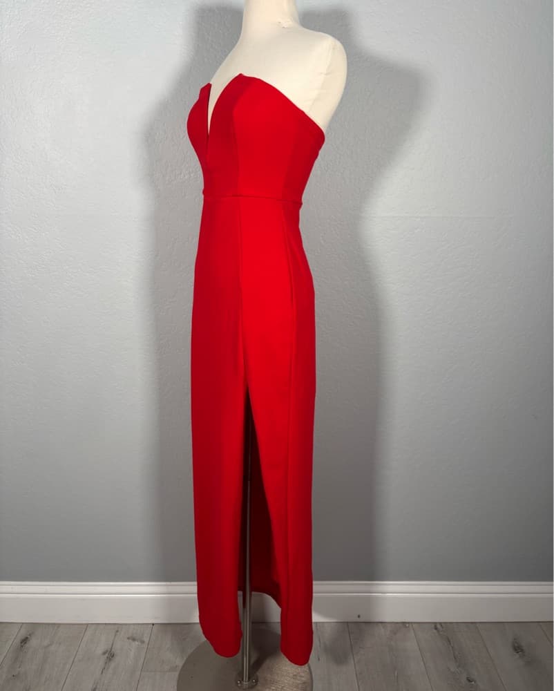Lulus Red Strapless Maxi Dress XS - Image 3