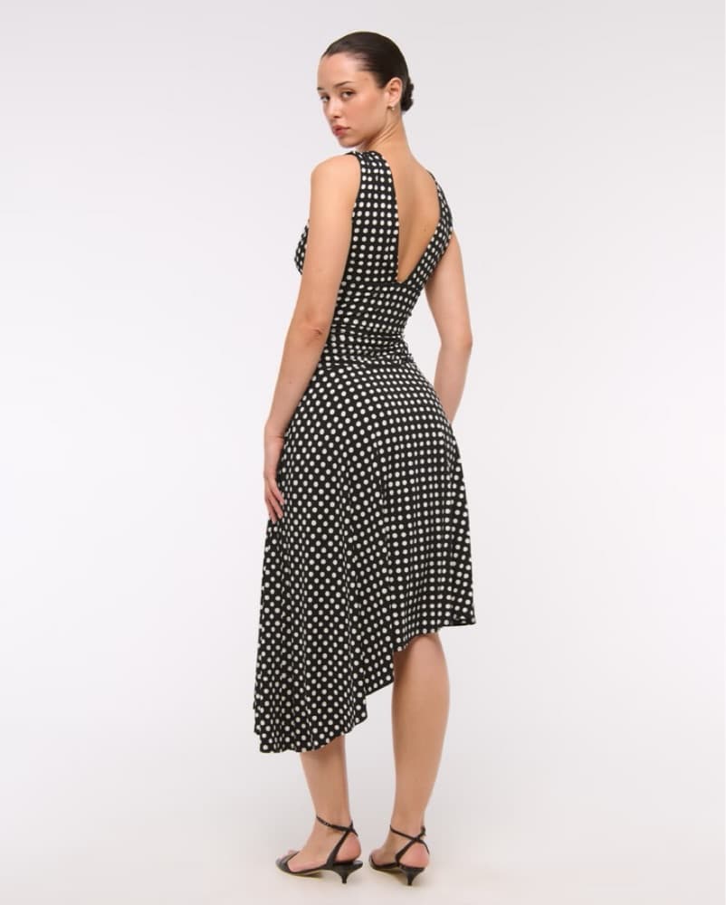 Black & White Polka Dot Drop Waist Dress - Image 2