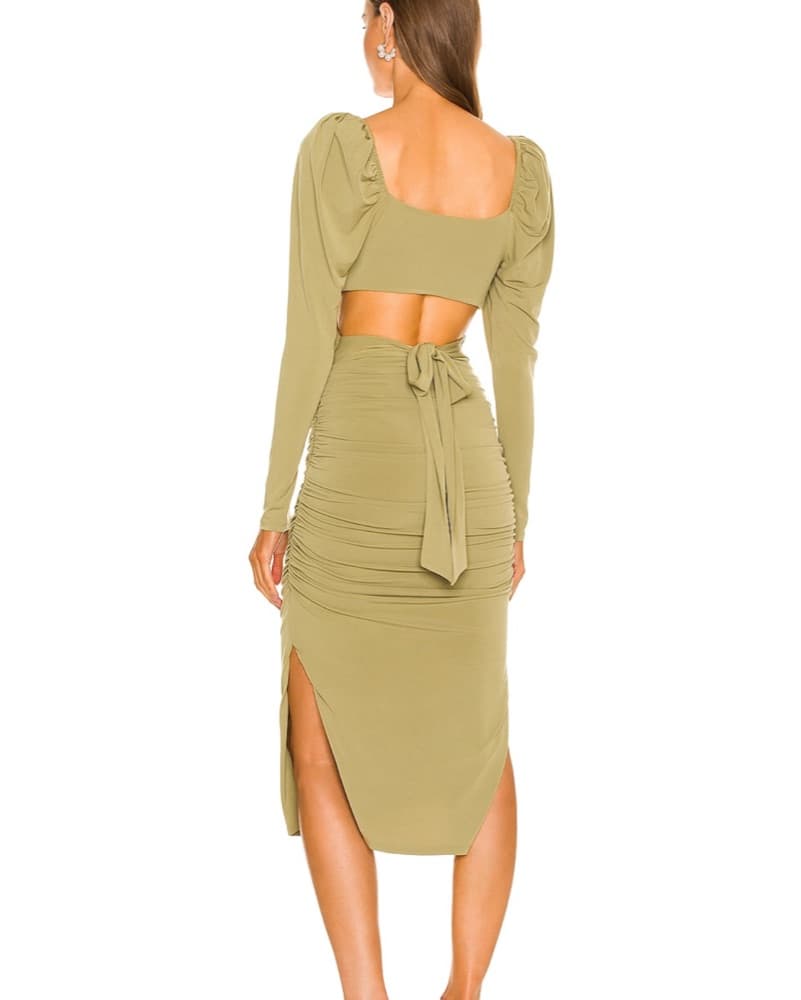 Majorelle Darla Midi Dress Olive Green - Image 2