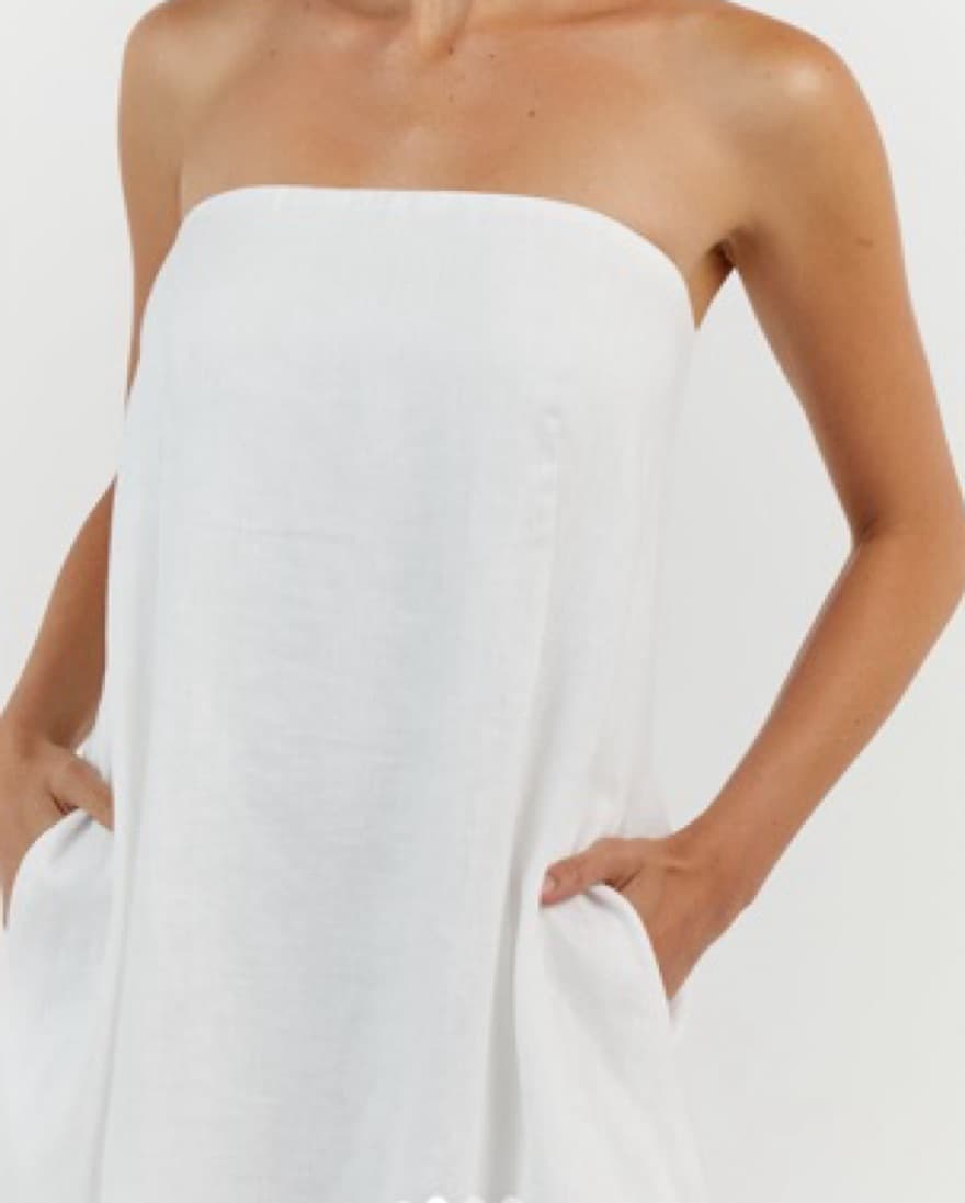 Dissh Karney White Linen Strapless Dress - Image 2