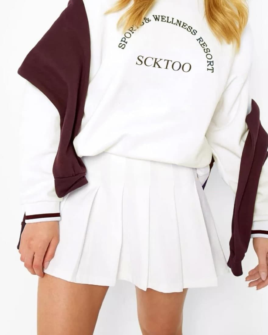 High Waisted White Pleated Tennis Skort - Image 1