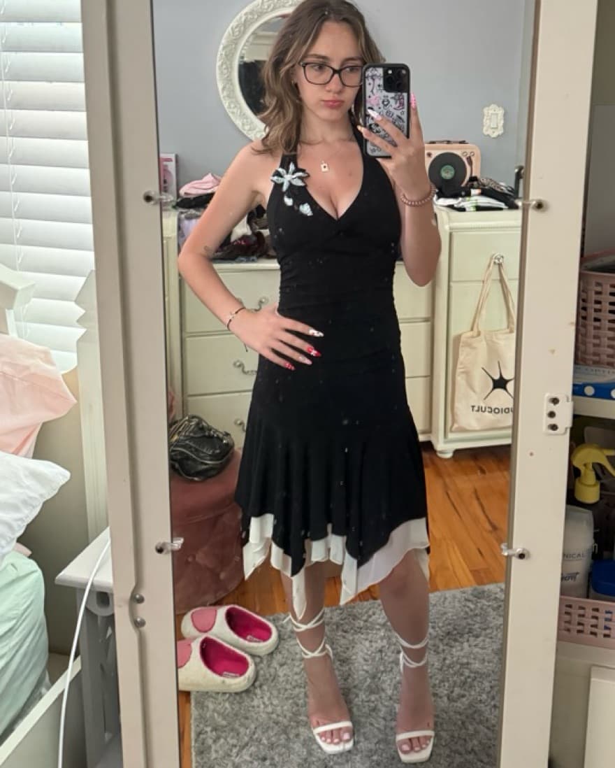y2k black and white flowy dress - Image 1