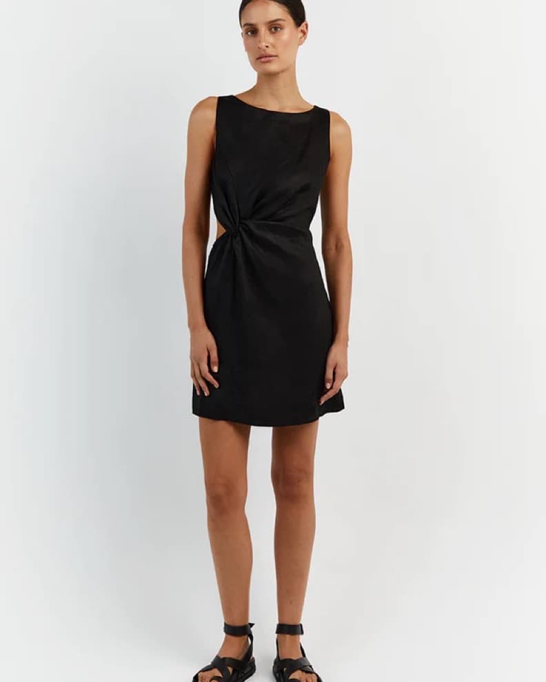 Dissh Leilani Black Linen Mini Dress - Image 1