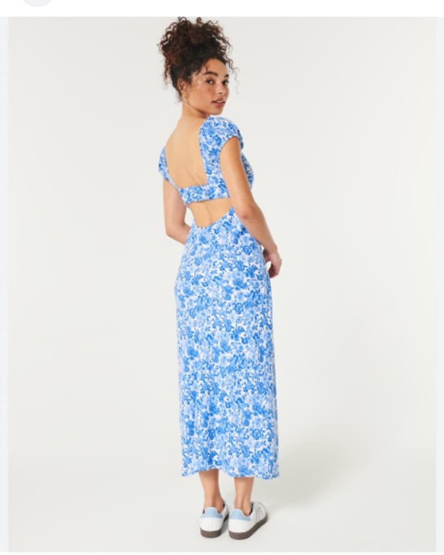 Blue Floral Midi Dress - Image 3