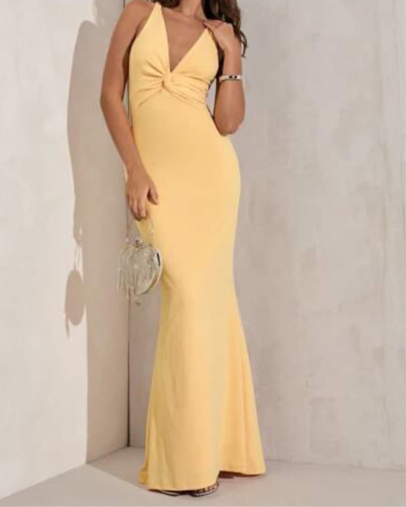 Yellow Halter Long Dress  - Image 1