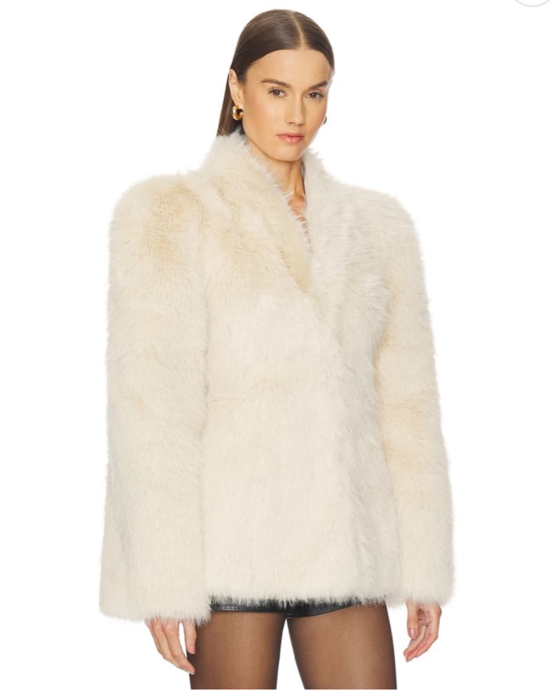 Structured Estela Fur Coat In Bone - Image 4