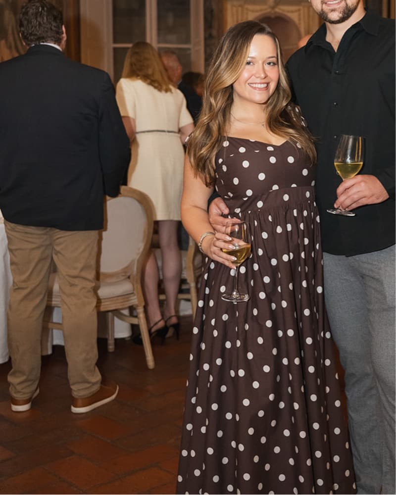 Polka Dot Brown And White Dress - Image 2