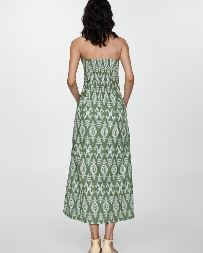 Mango Strapless Embroidered Maxi Dress - Image 2