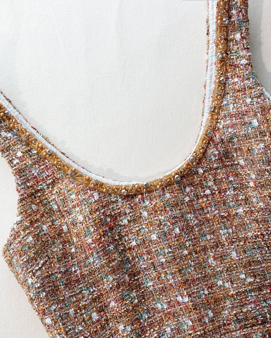 Self Portrait Gold Tinsel Boucle Dress - Image 6
