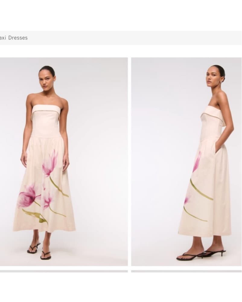 Strapless Drop-Waist Linen-Blend - Image 1