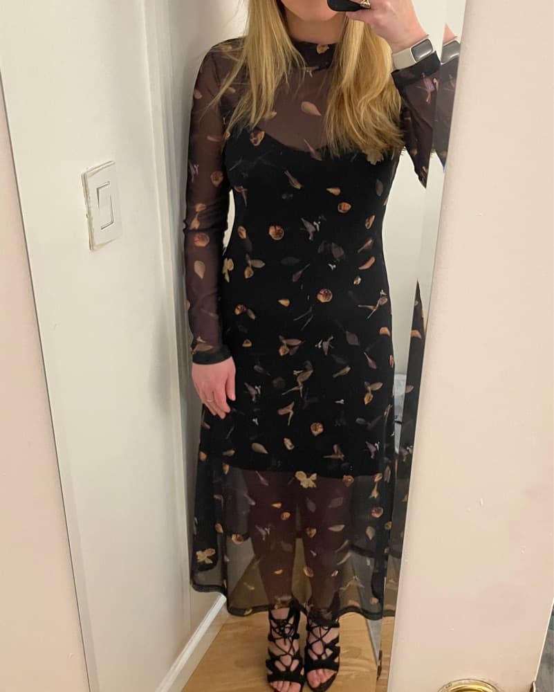 All Saints Leaf Semi Sheer Dress - Image 2