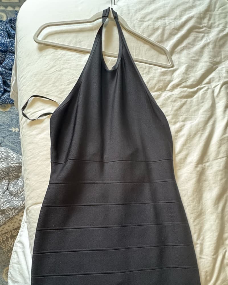 Herve leger Black Halter Dress - Image 4