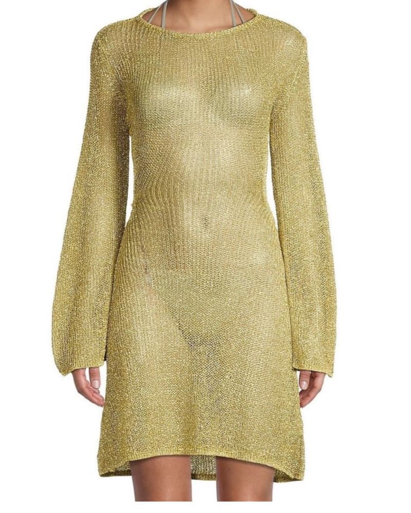 Cult Gaia Dress: Gold Hazen Knit Dress  - Image 1