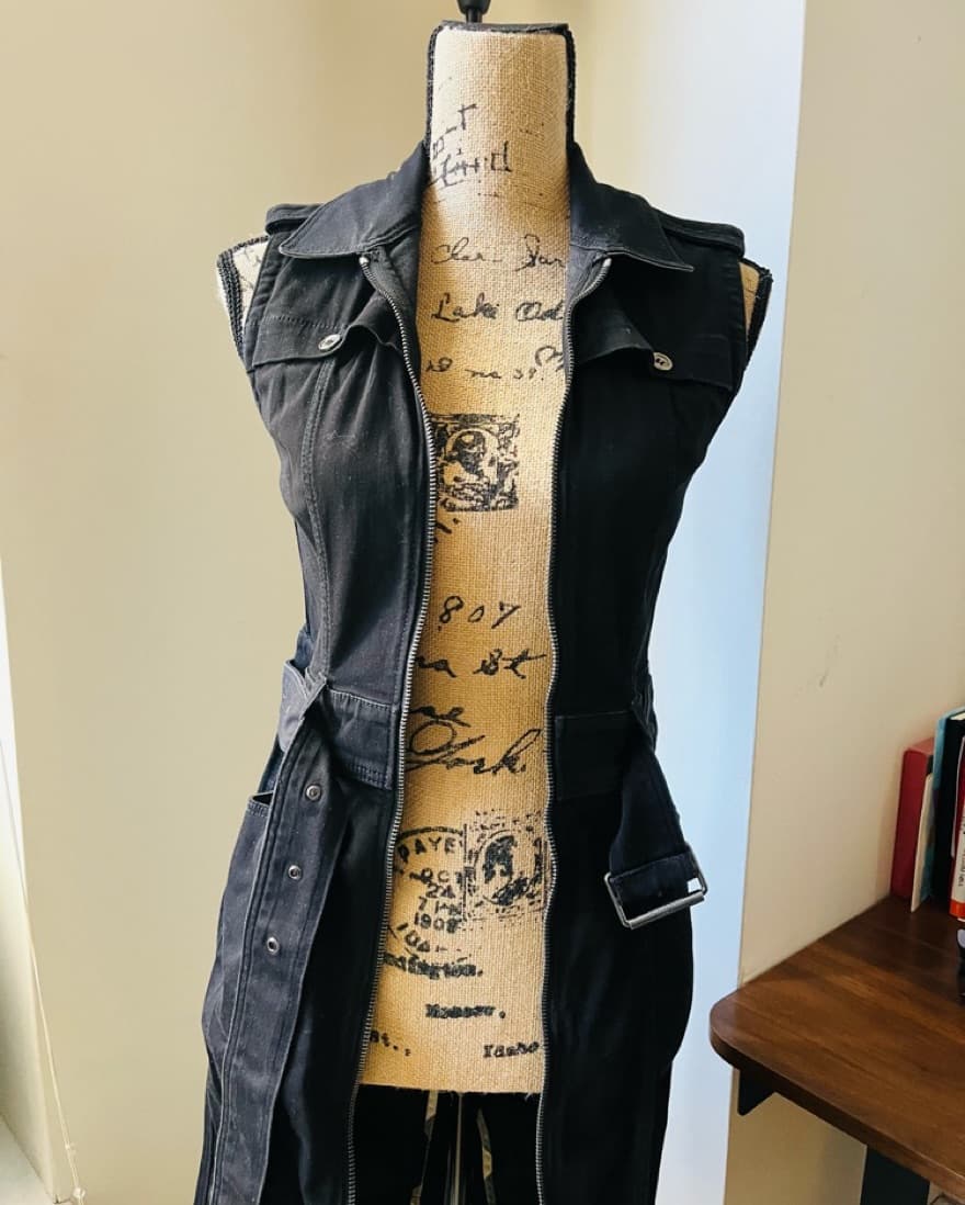 Vintage Burberry Denim Sleeveles Dress - Image 4