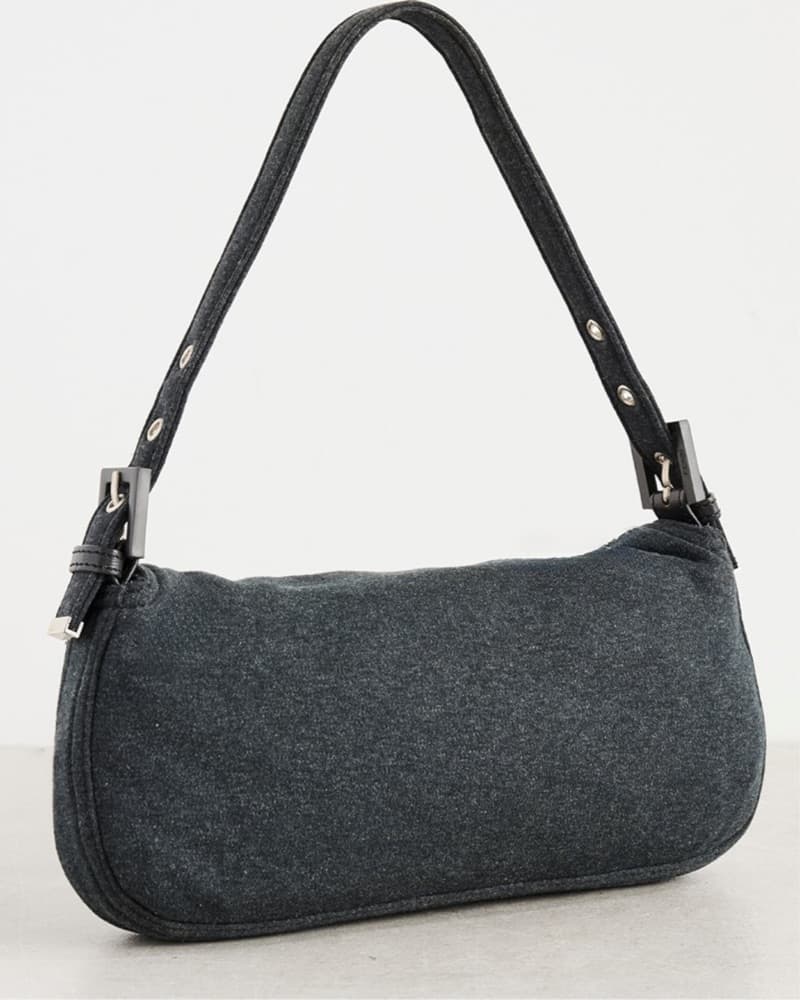Fendi Grey Jersey Baguette Bag - Image 3