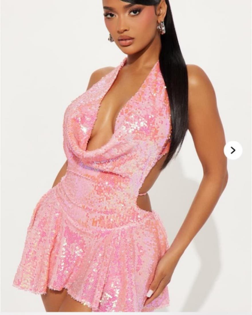Sparkling Sequin Halter Mini Dress - Image 1