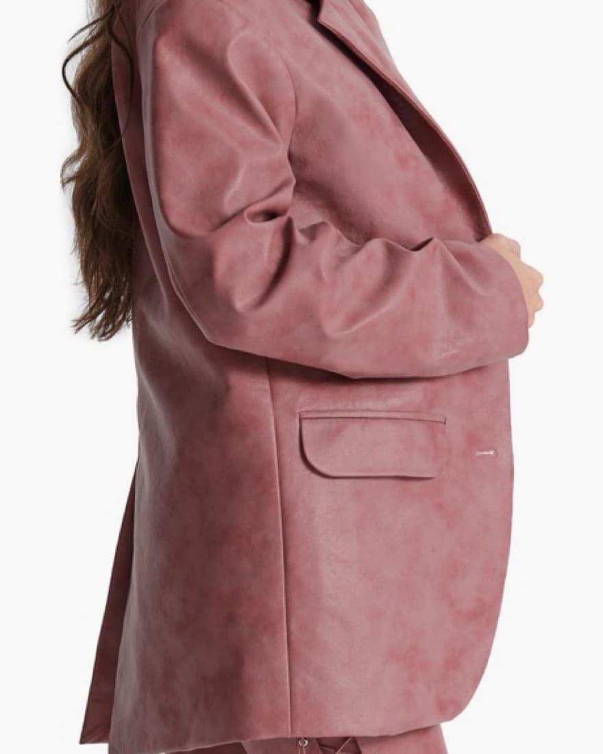 Chic Dusty Rose Suede Blazer Jacket - Image 3