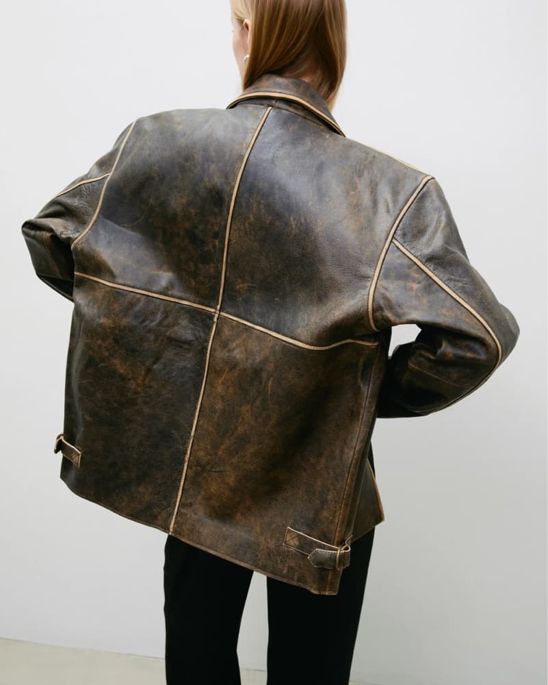 WORN Distressed Leather Moto Jacket - Image 1